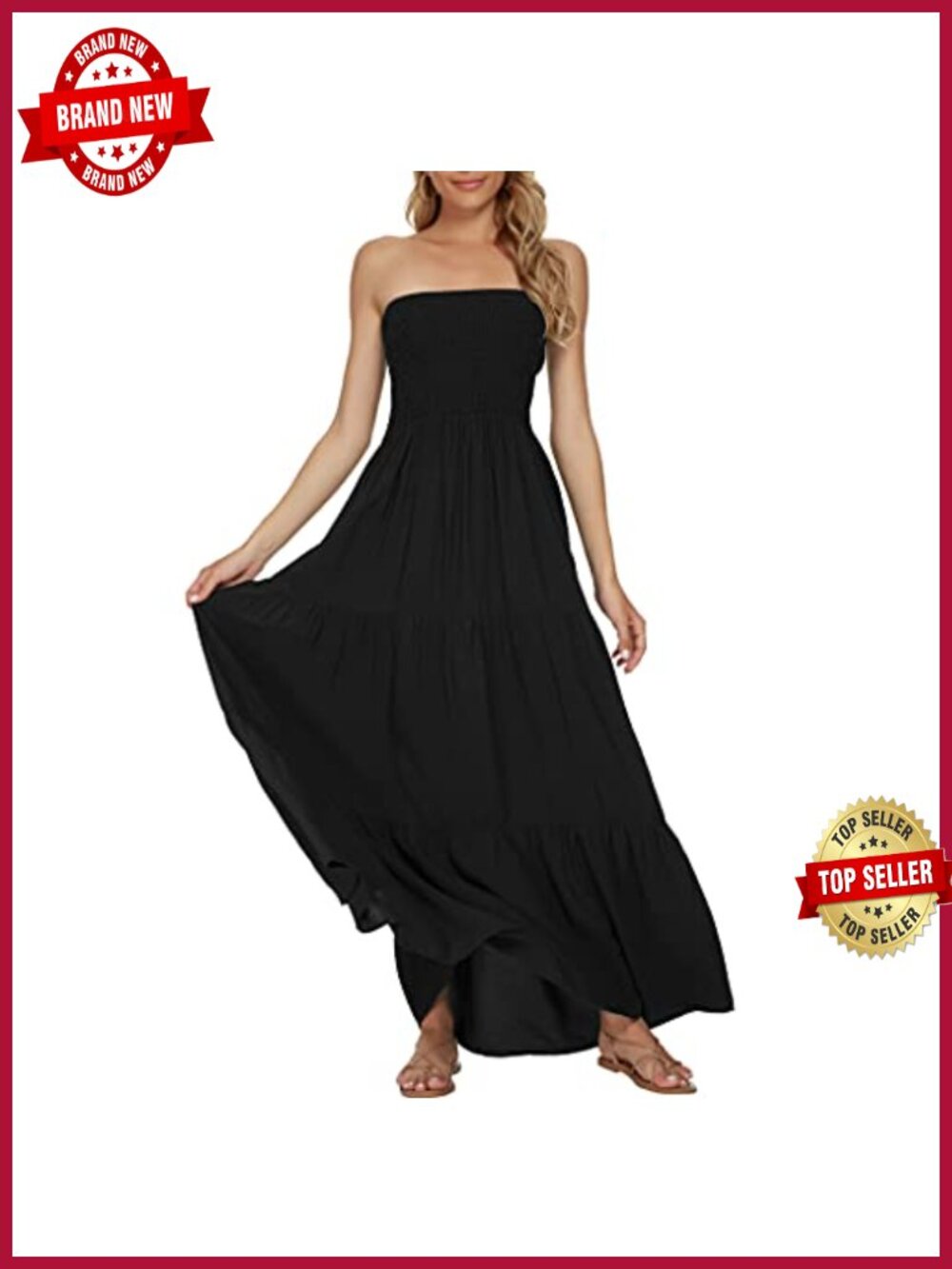 Women's Strapless Tube Top Maxi Dress Boho Beach Long Dress Rayon Summer